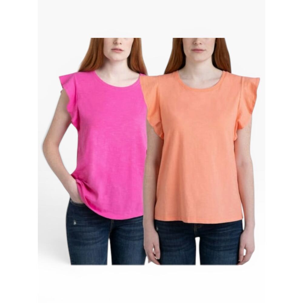 Ecothreads Organic Cotton Flutter Sleeve Tee 2-Pack Pink M NWT